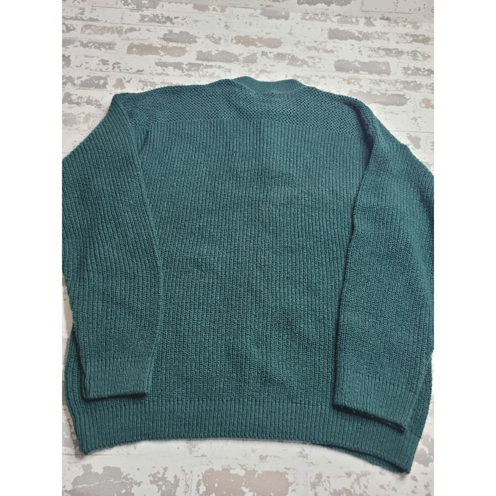 Vintage Eddie Bauer Sweater Mens XL Green Henley Fishermen Made In USA 90s